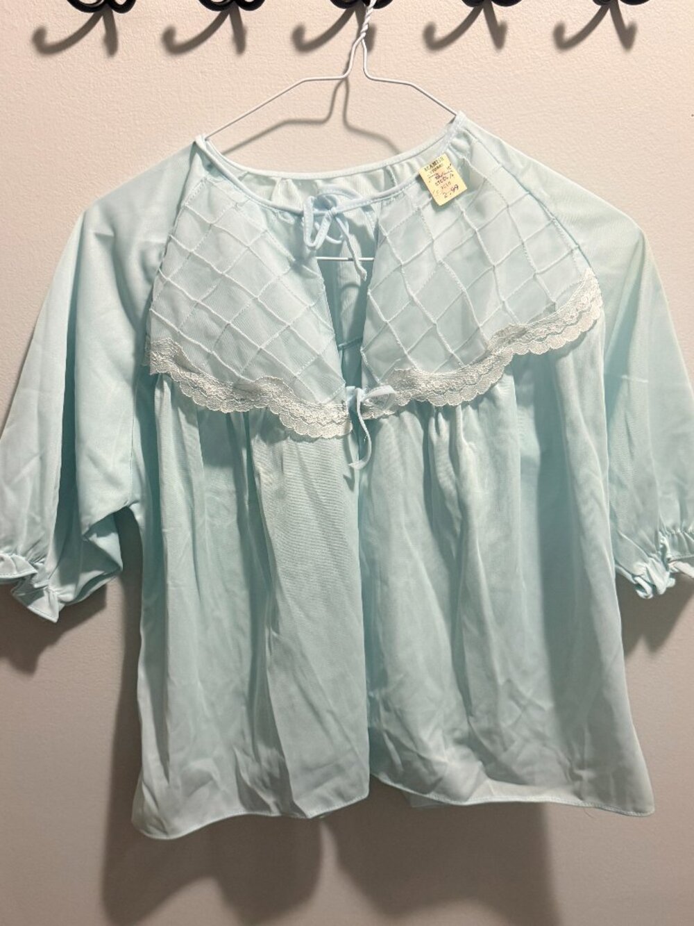Vintage Lady Barbara 1960s Bed Jacket, Sheer Lace Cropped Boudoir Cover Up